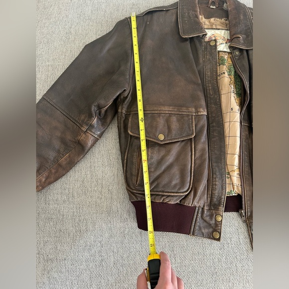 Vintage 100% Leather Brown Bomber Jacket - Picture 10 of 11